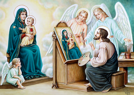 San Lucas pintando a la Virgen María